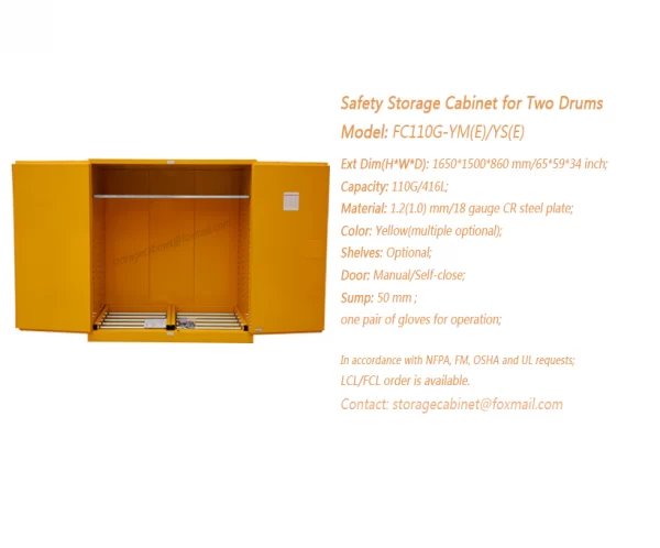 Flammable Liquid Storage Cabinet for Two Drums
